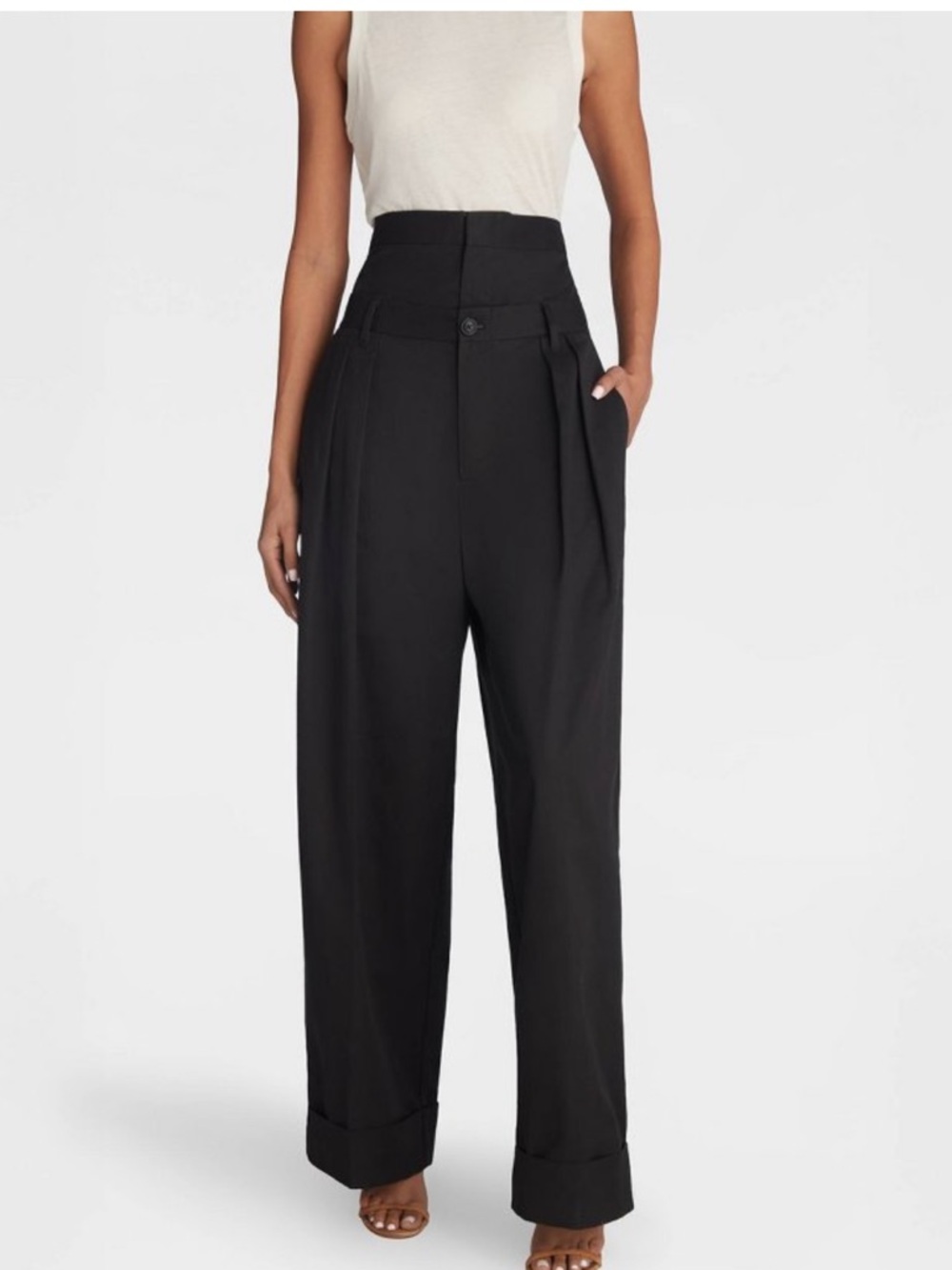 KBB BY Kahlana ‘The Waist Curtain Trouser’ Baggy Wide Leg Pleated Pant S XS NWT